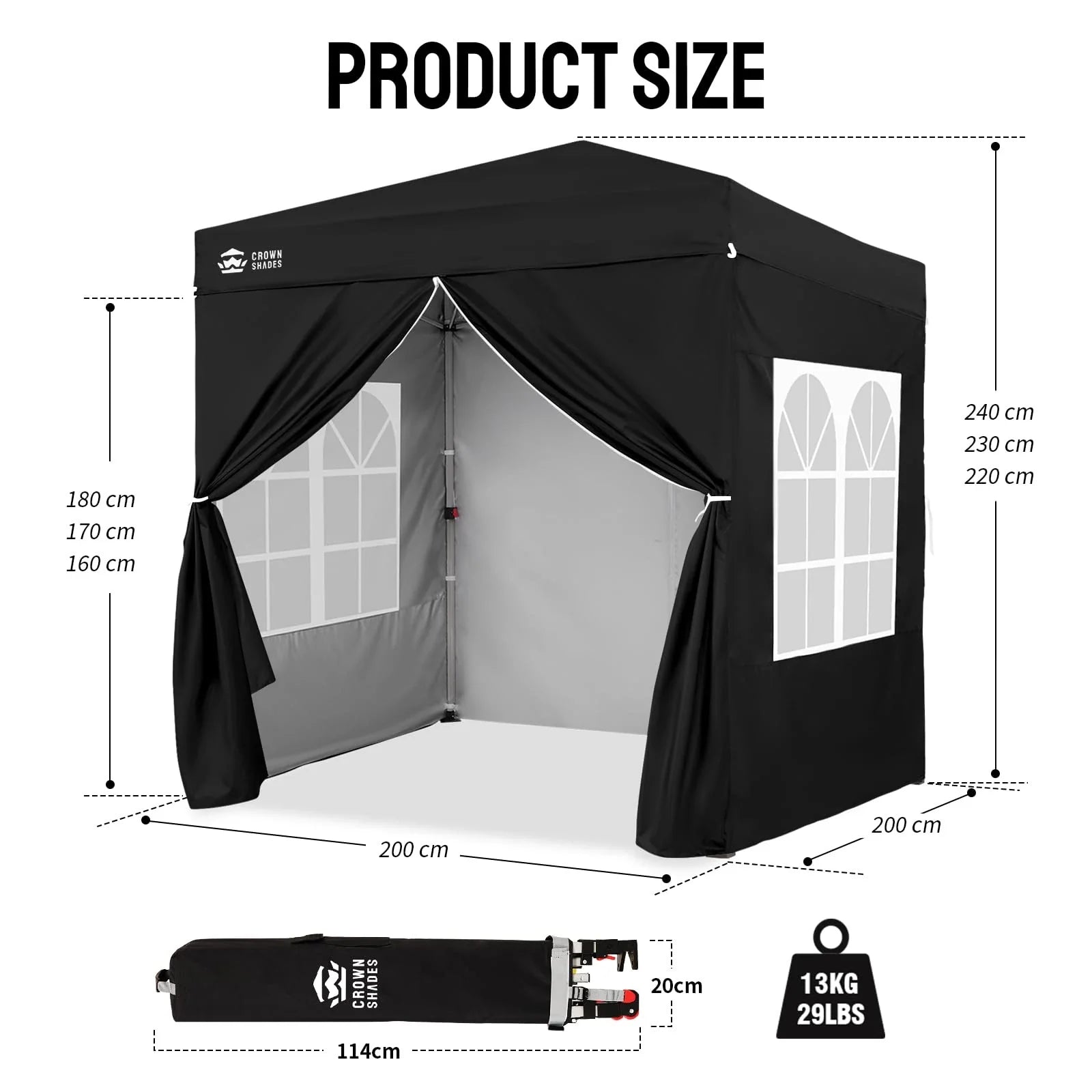 ArdenShade 2 x2m Pop Up Gazebo with 4 Sidewalls