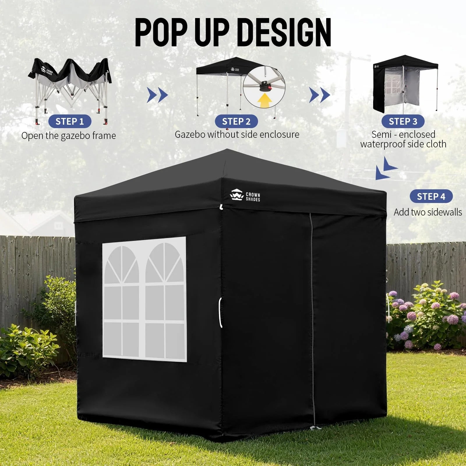ArdenShade 2 x2m Pop Up Gazebo with 4 Sidewalls