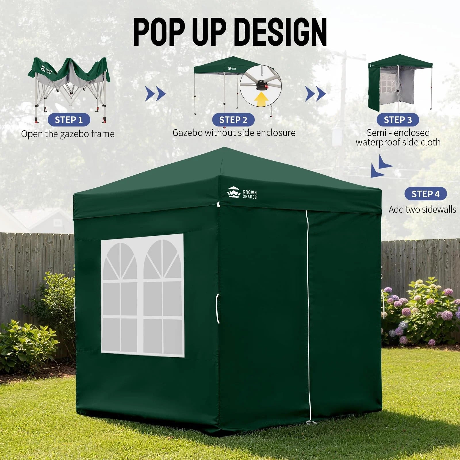 ArdenShade 2 x2m Pop Up Gazebo with 4 Sidewalls