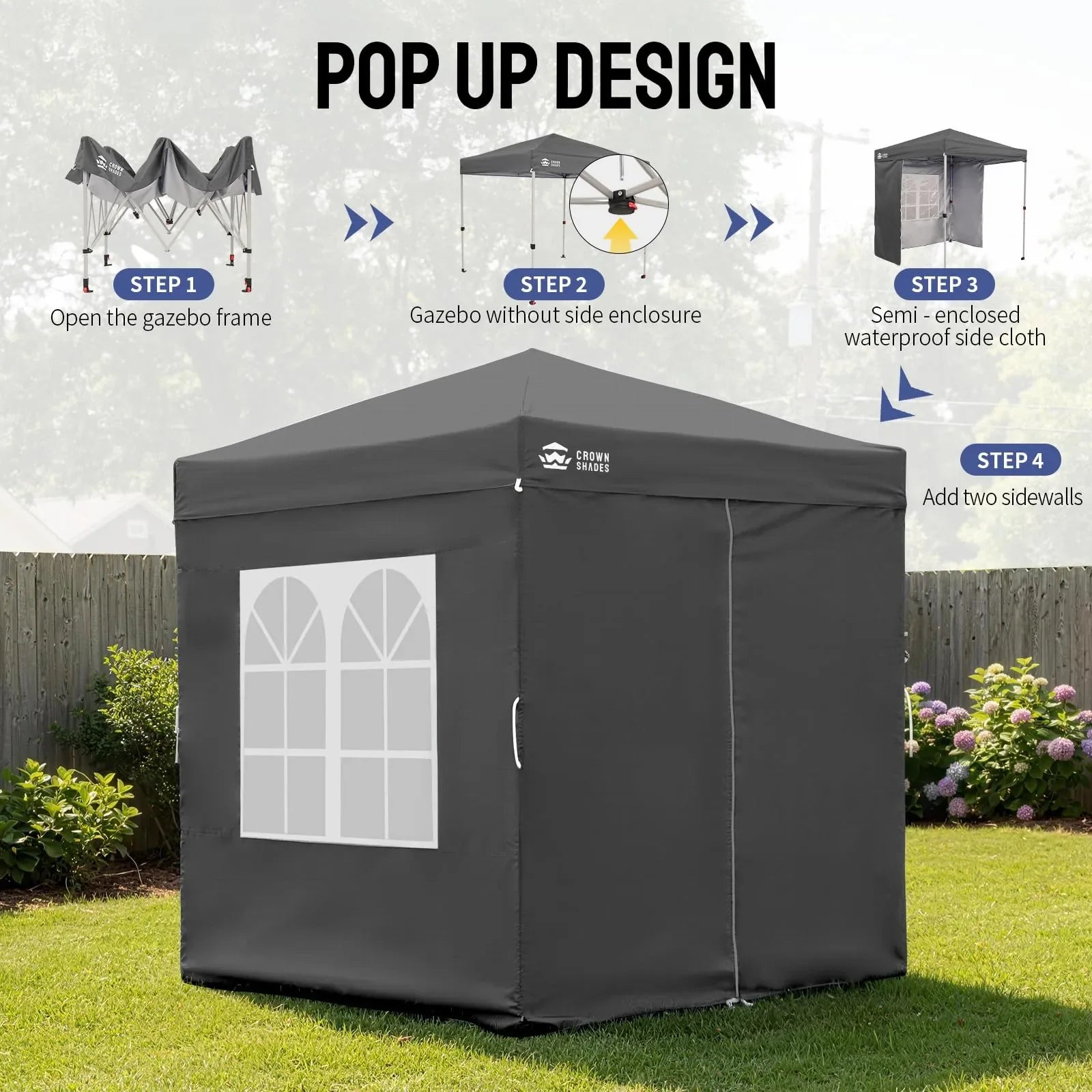 ArdenShade 2 x2m Pop Up Gazebo with 4 Sidewalls