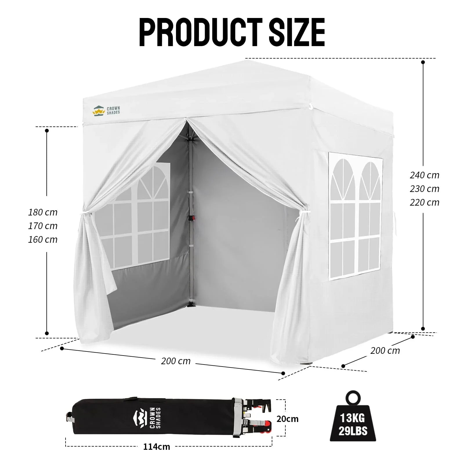ArdenShade 2 x2m Pop Up Gazebo with 4 Sidewalls