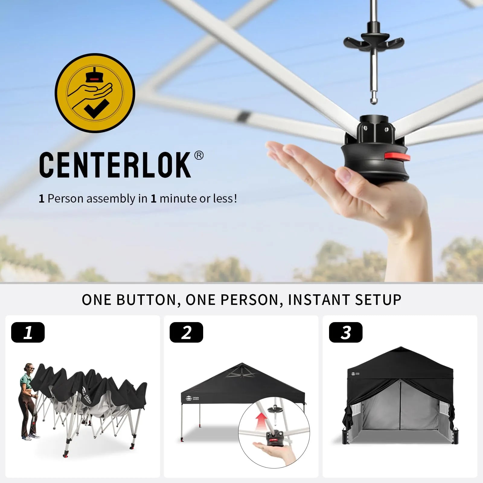 CenterLOK® 3x3m Pop Up Gazebo with 4 Sidewalls