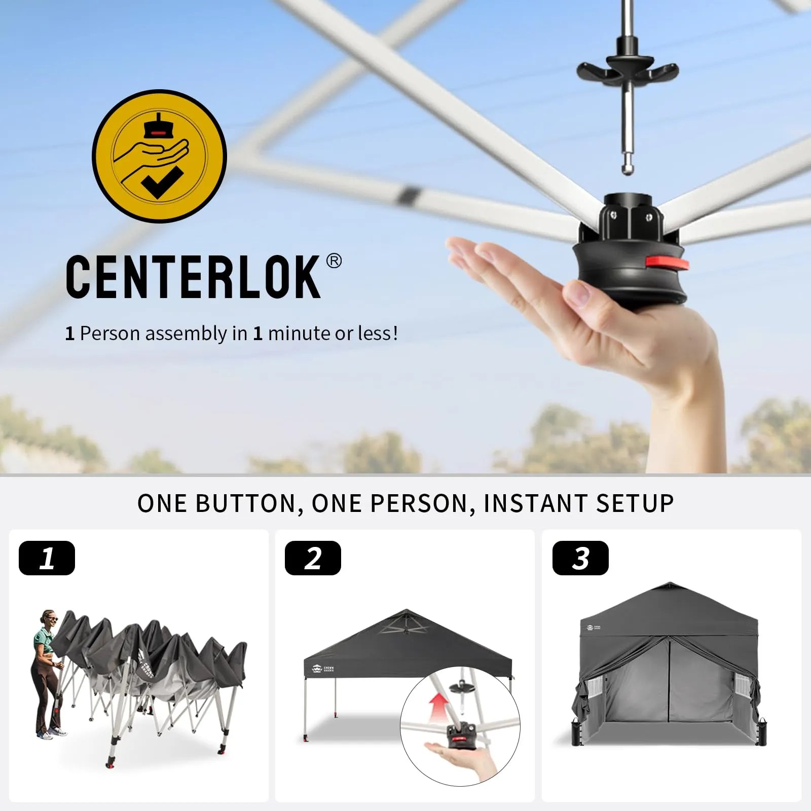 CenterLOK® 3x3m Pop Up Gazebo with 4 Sidewalls