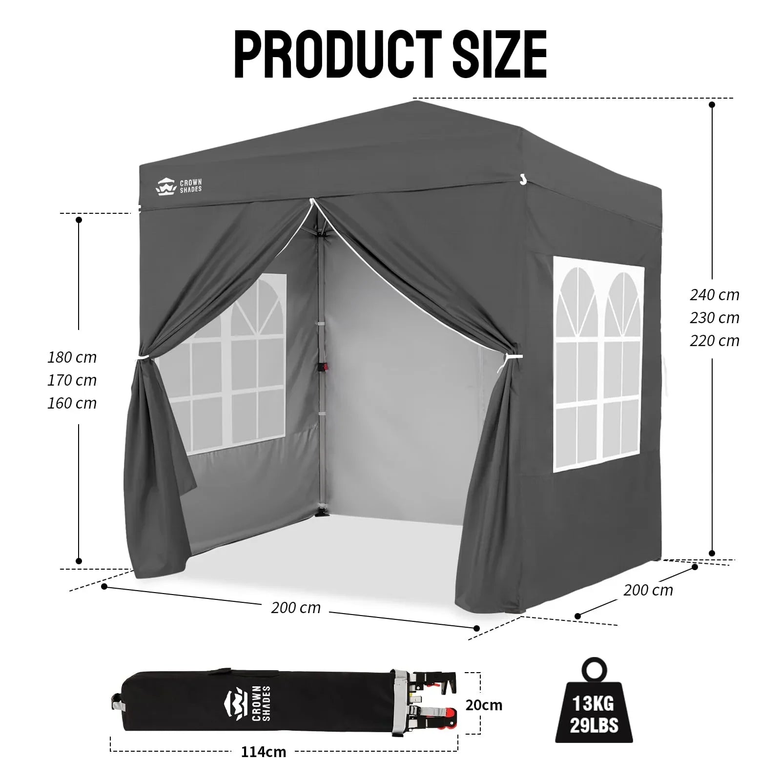 ArdenShade 2 x2m Pop Up Gazebo with 4  Sidewalls